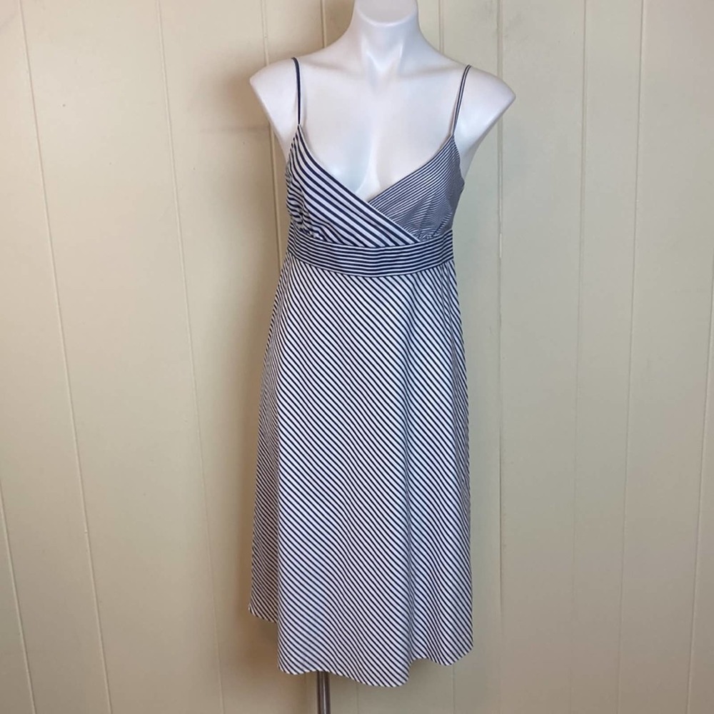 J. Crew Blue and White Striped Midi Dress - Picture 2 of 9